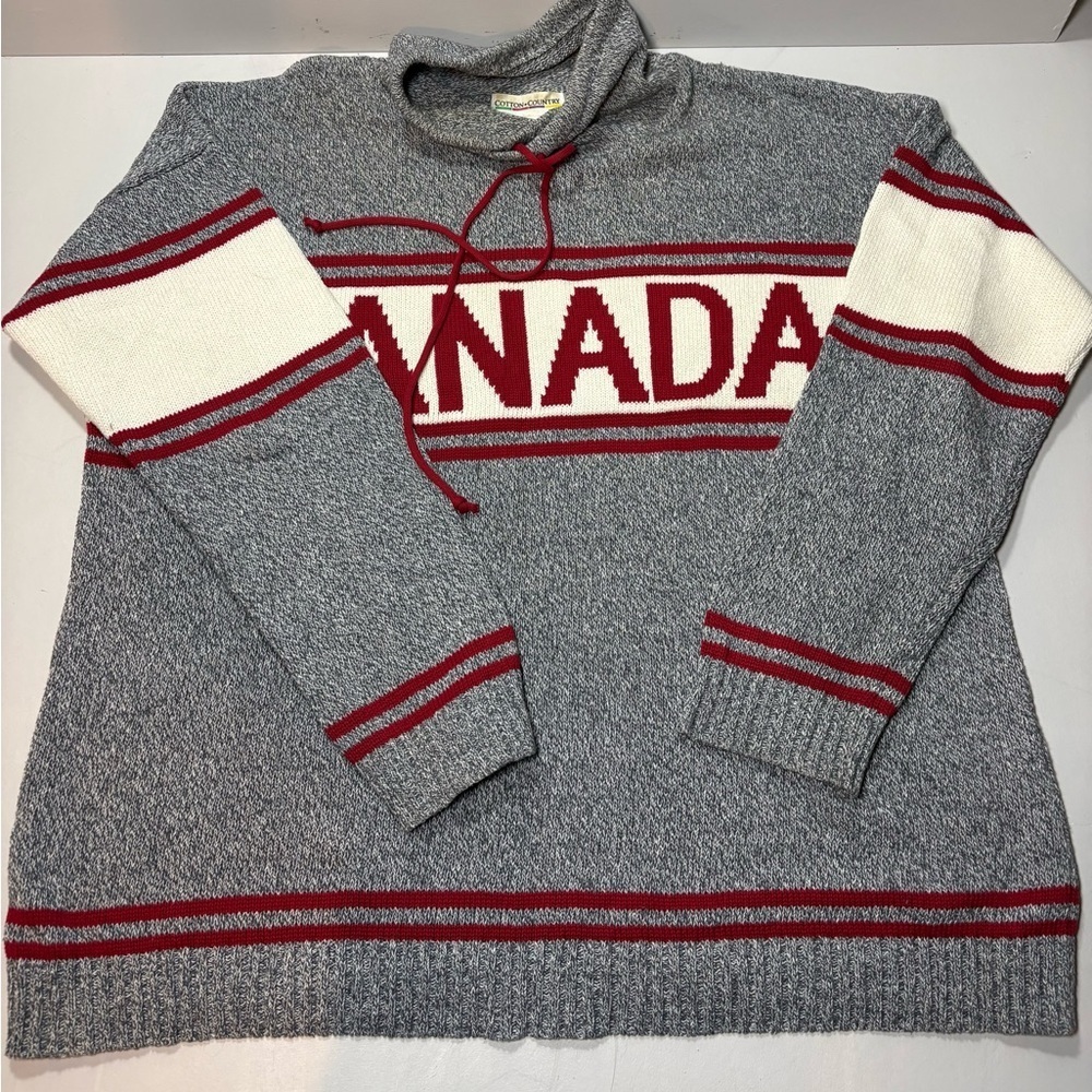 VINTAGE Cotton Country "CANADA" Heavy Knit Sweater XL Made in Canada (Unisex) - Picture 1 of 6